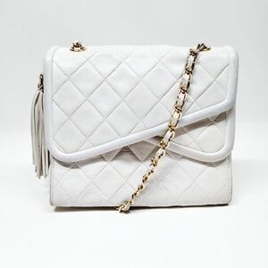 Chanel  White Lamb Skin Bag